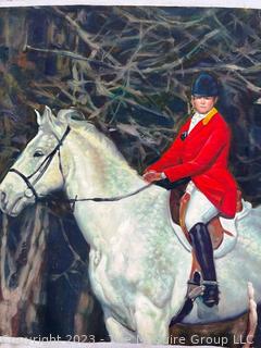 Unframed Oil on Canvas of Girl on Horse.  21" x 25"