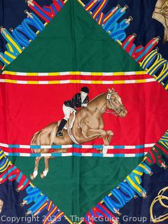 Gucci of Italy Equestrian Horse Silk Scarf.  34" square. 
