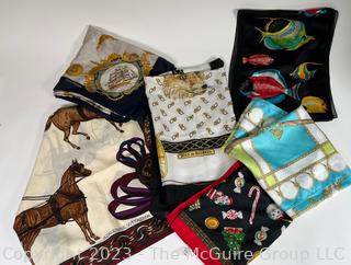 Five (5) Printed Silk Scarves Including Adrienne Vittadini and Jean Bahrein.