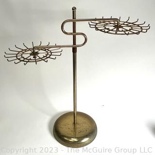 Vintage Brass Rotating Two Level Table Top Tie Or Jewelry Display Rack.  Height can be adjusted.  