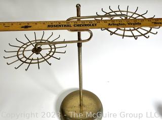 Vintage Brass Rotating Two Level Table Top Tie Or Jewelry Display Rack.  Height can be adjusted.  