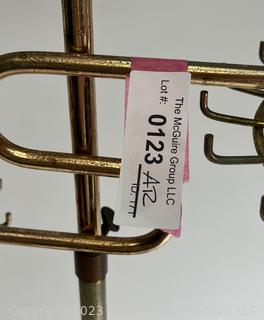 Vintage Brass Rotating Two Level Table Top Tie Or Jewelry Display Rack.  Height can be adjusted.  