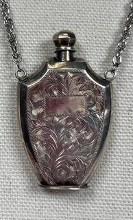 Vintage Sterling Silver Art Nouveau Perfume Decanter Flask Pendant Charm