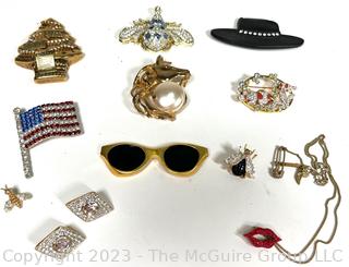 Group of Costume Jewelry Brooches and Appliques