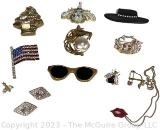 Group of Costume Jewelry Brooches and Appliques