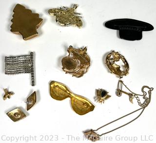 Group of Costume Jewelry Brooches and Appliques