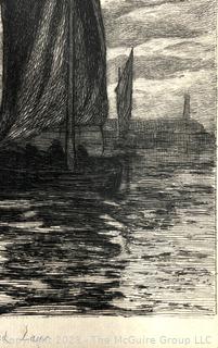 Unframed with Mat Etching of "Whitby Harbor", 1886,  Etching by Leon Richeton (British, 1854-1934), After Davis Law.