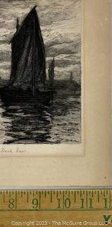 Unframed with Mat Etching of "Whitby Harbor", 1886,  Etching by Leon Richeton (British, 1854-1934), After Davis Law.