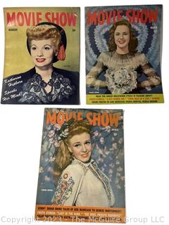 Three (3) Vintage Editions of Movie Show Magazine Including Lucille Ball.