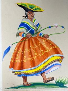 Unframed Color Print of Latin American Woman. 12" x 13".