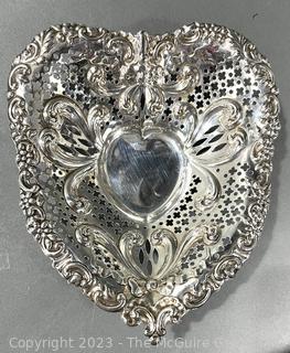 Gorham Chantilly Sterling Silver Heart Shaped Candy Dish.  293 grams