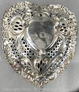 Gorham Chantilly Sterling Silver Heart Shaped Candy Dish.  293 grams