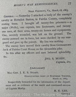 Mosby's War Reminiscences: Stuart's Cavalry Campaigns by John S. Mosby, 1887