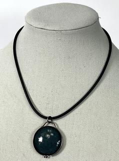 Blue Glass Bead Pendant Necklace