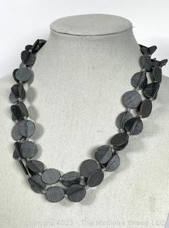 Black Flat Bead Necklace