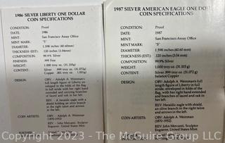 United States Mint American Eagle One Ounce Proof Silver Bullion Coin: Years 1986, 1987, 1988, 1989