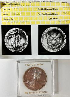 (4) Silver Eagle Coins graded by ANICS