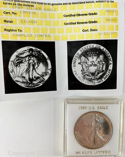 (4) Silver Eagle Coins graded by ANICS