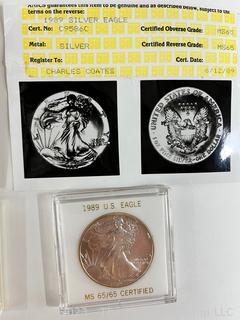 (4) Silver Eagle Coins graded by ANICS