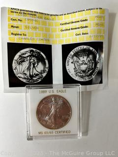 (3) Silver Eagle Coins graded by ANICS