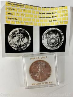 (3) Silver Eagle Coins graded by ANICS