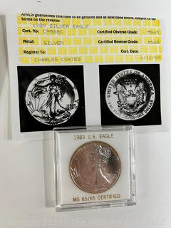 (3) Silver Eagle Coins graded by ANICS