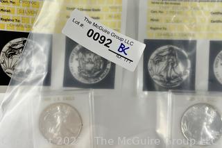 (3) Silver Eagle Coins graded by ANICS