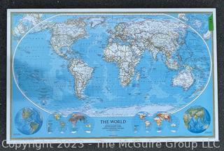 National Geographic World Wall Map Mounted on Wood & Dry Erase Laminated.  30" x 40"