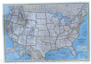 National Geographic United States Wall Map Mounted on Wood & Dry Erase Laminated.  30" x 40"