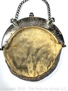 Art Nouveau Silver Plate Micro Bead Chatelaine Purse 