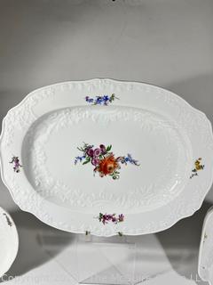 Three (3) Hand Painted Floral Porcelain Serving Pieces by Meissen.