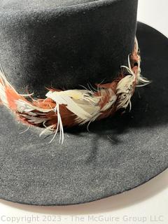 Black Stetson 3X Beaver Size 7 1/4 Western Hat with Feather Band. 