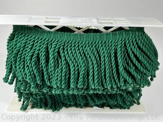 Green Decorative Bullion Fringe Trim.  Five (5) Linear Yards, 9" x 4"