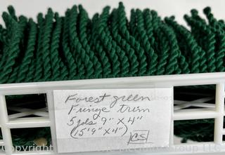 Green Decorative Bullion Fringe Trim.  Five (5) Linear Yards, 9" x 4"