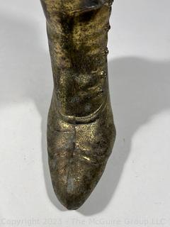 Vintage Brass Victorian Boot Vase. 9" Tall