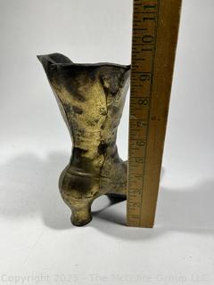 Vintage Brass Victorian Boot Vase. 9" Tall