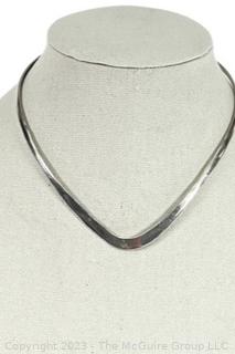 Flat Slider V Choker Necklace in Sterling Silver. 26g