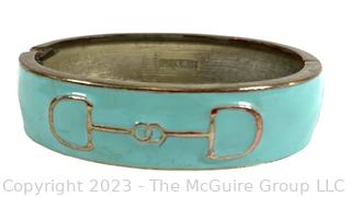 Fornash Enamel Horse Bit Bangle Bracelet in Aqua