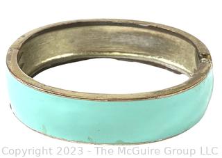 Fornash Enamel Horse Bit Bangle Bracelet in Aqua