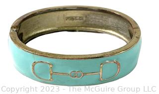 Fornash Enamel Horse Bit Bangle Bracelet in Aqua