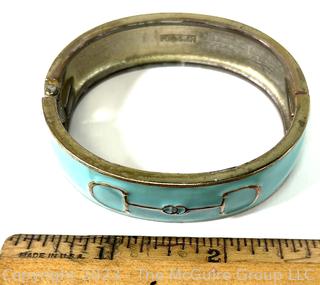 Fornash Enamel Horse Bit Bangle Bracelet in Aqua