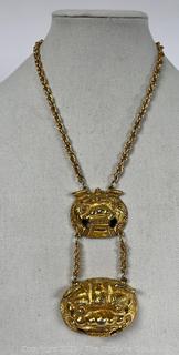 Asian Style Double Lion Pendant Necklace Costume Jewelry