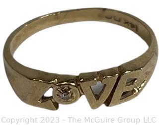 Vintage 14k Gold & Diamond Love Ring. 2g