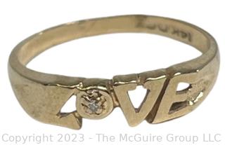 Vintage 14k Gold & Diamond Love Ring. 2g