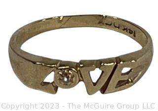 Vintage 14k Gold & Diamond Love Ring. 2g