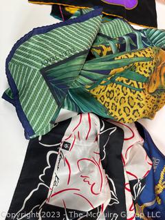 Seven (7) Silk Printed Scarfs by Echo, Anne Klein, Ellen Tracey and Laurel Burch. 