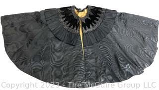 Victorian Black Silk Mourning Cloak Or Capelet With Beaded Collar  