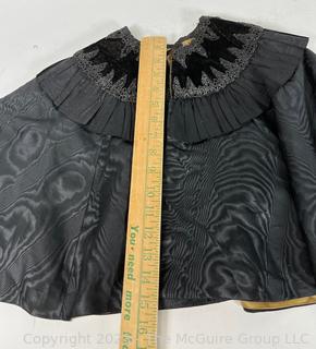 Victorian Black Silk Mourning Cloak Or Capelet With Beaded Collar  