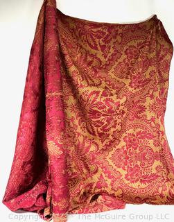 Bolt with Two Panels of Red and Gold Lamas Brocade Fabric.  