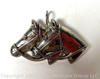 Double Horse Head Pendant or Brooch Signed Best. 